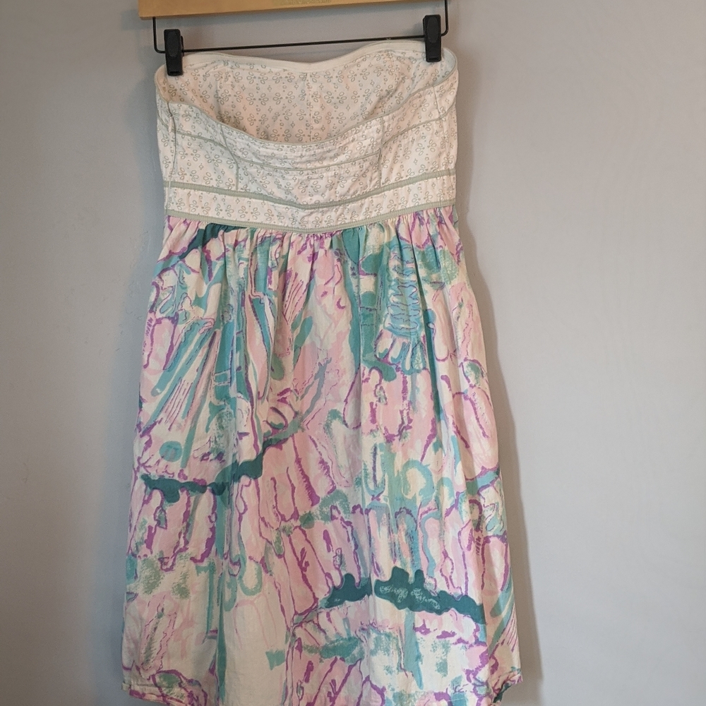 Urban Outfitters Kimchi Blue l Strapless Watercolor Print D… - Picture 8 of 11